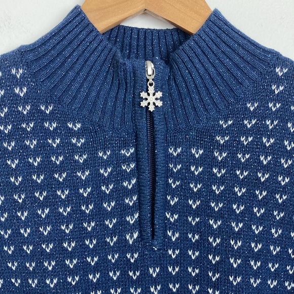 Christopher & Banks Blue Snowflake Reindeer Sweater - Picture 4 of 11